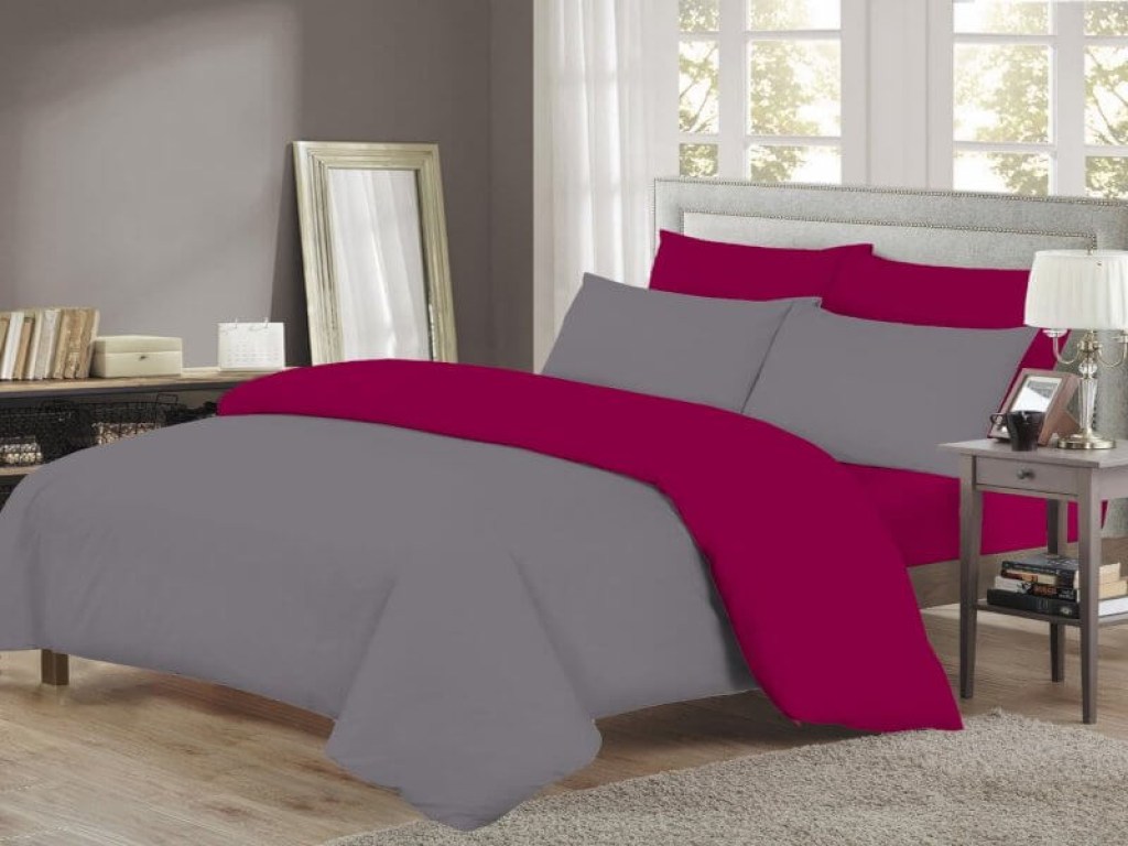 Σετ Σεντόνια Μονά Μπορντό-Γκρι Δίχρωμα Γαρύφαλλο | Γαρύφαλλο - Λευκά Είδη